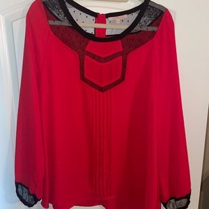 Gibson and Latimer red blouse